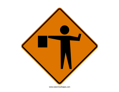 Flagger Ahead Sign