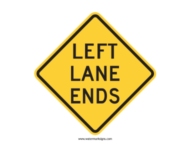 Left Lane Ends Sign