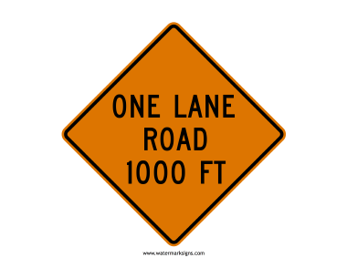 One Lane Road Ahead Sign