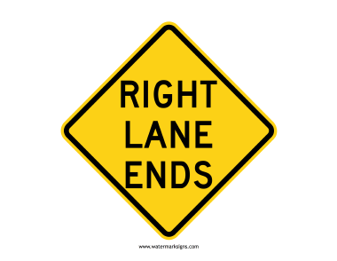 Right Lane Ends Sign