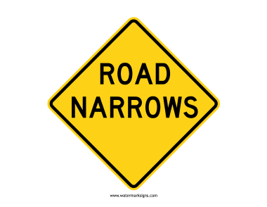 Road Narrows Sign