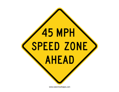 Speed Zone Ahead Sign