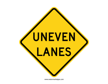 Uneven Lanes Sign
