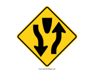 Divided Highway Begins Sign