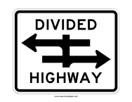 Divided Highway Crossing Sign