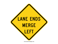 Lane Ends Merge Left Sign