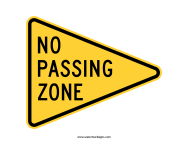 No Passing Zone Sign