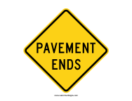 Pavement Ends Sign