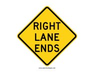 Right Lane Ends Sign