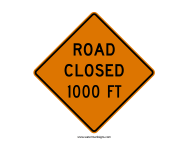 Road Closed Ahead Sign