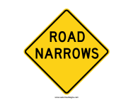 Road Narrows Sign
