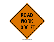 Road Work Ahead Sign