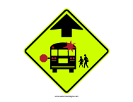 School Bus Stop Ahead Sign