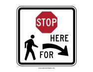Stop Here For Pedestrians Sign