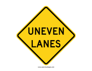Uneven Lanes Sign